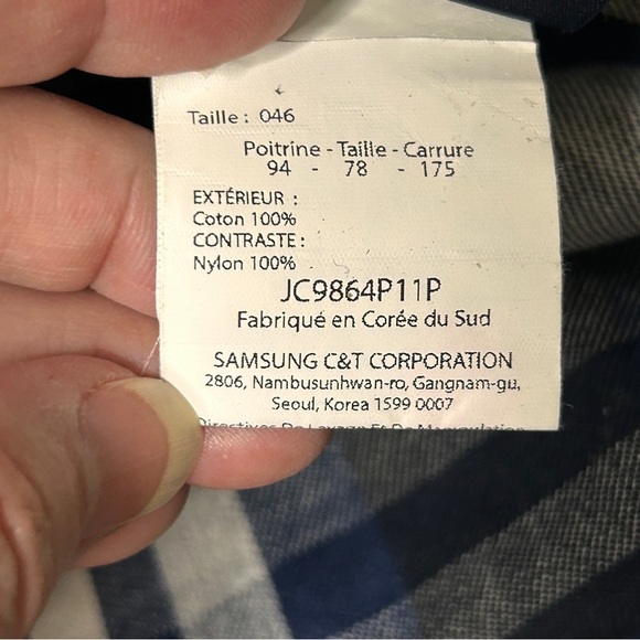 Juun.j Men's L/XL Blue Plaid Shirt Nylon Side Cinches Unique Street Tailoring - Picture 6 of 12